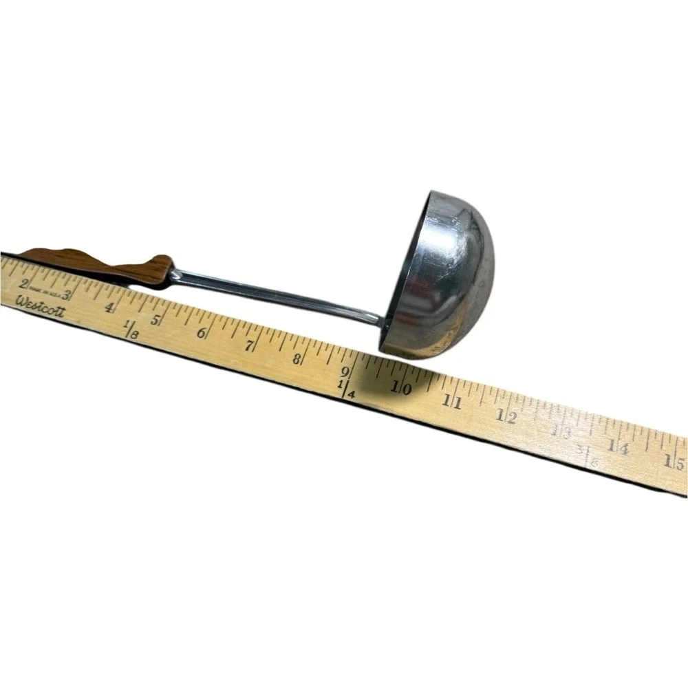 Ekco Stainless Steel Ladle with Wood Handle‎ Kitchen Utensil USA Vtg Spotted
